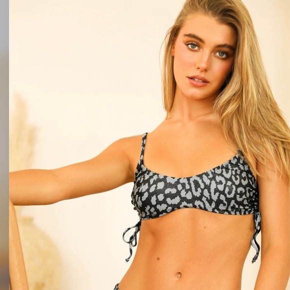 RIS-K Swim Metallic Leopard Print Shore Bikini Top - Picture 7 of 9